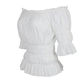 thumbnail image 2 of Pirate Shirt Women Boho Blouse Off Shoulder Ruffle Shirts White S, 2 of 4