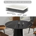 thumbnail image 4 of Modern Round Dining Table 53" - Black Sintered Stone Top &amp; Carbon Steel Base, Seats 6, Kitchen/Dining Room. Stain &amp; Heat Resistant, Easy Clean., 4 of 10