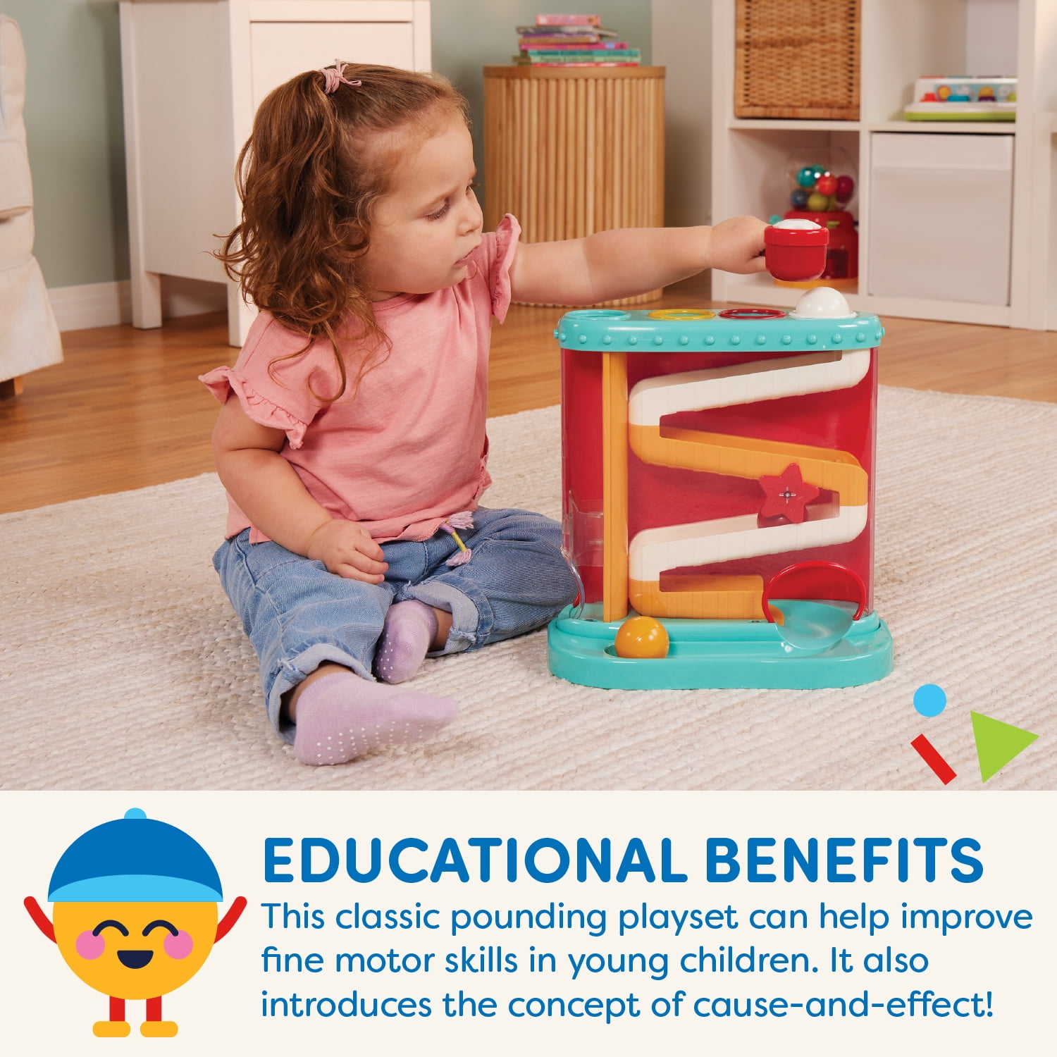 Battat Pound & Roll Ball Maze Pound-a-Ball Toy with Mallet, Baby and Toddler Toys