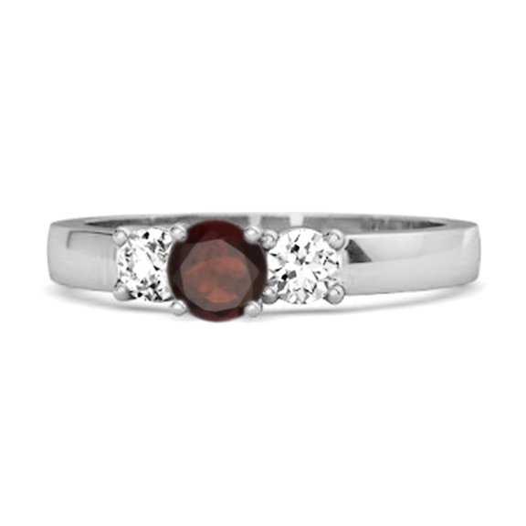 Tri Round Stone 0.10 Ctw Garnet 925 Sterling Silver Mystery Mother's Day Gift Ring