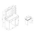 thumbnail image 4 of Yesfashion Wood Vanity Desk Set, Makeup Vanity Table With Mirror & 8 LED Light Bulbs, Open Shelves, 2 Drawers, 1 Makeup Stool For Home Office Bedroom Living Room, 4 of 8