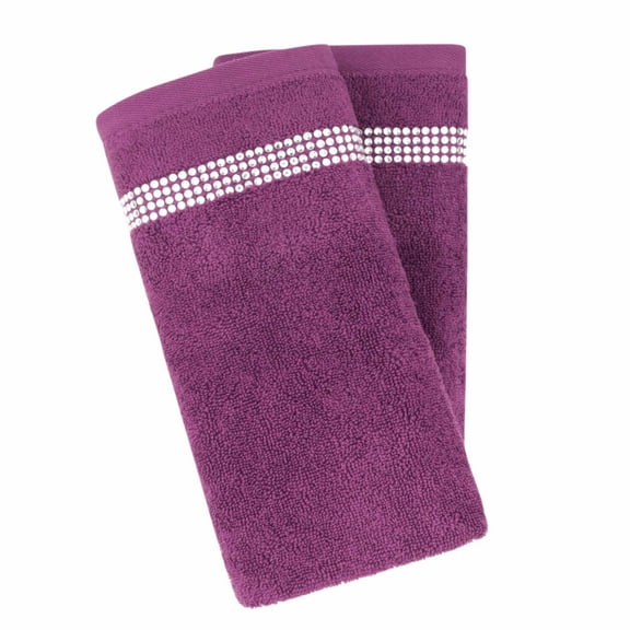 Stripe Fingertip Towel (Set of 2) - Purple