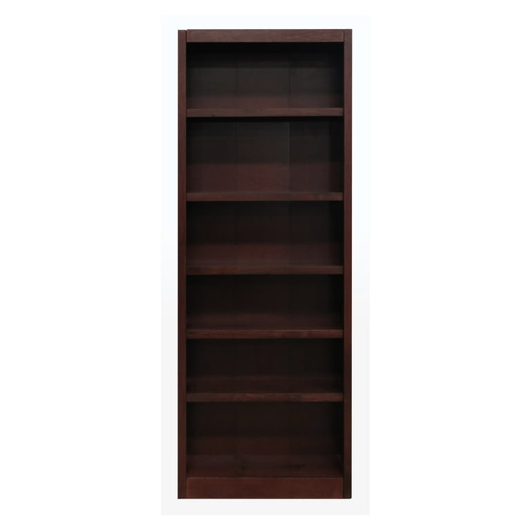 Concepts in Wood MI3084 Single Wide Bookcase 6 Shelves Oak Oak Finish