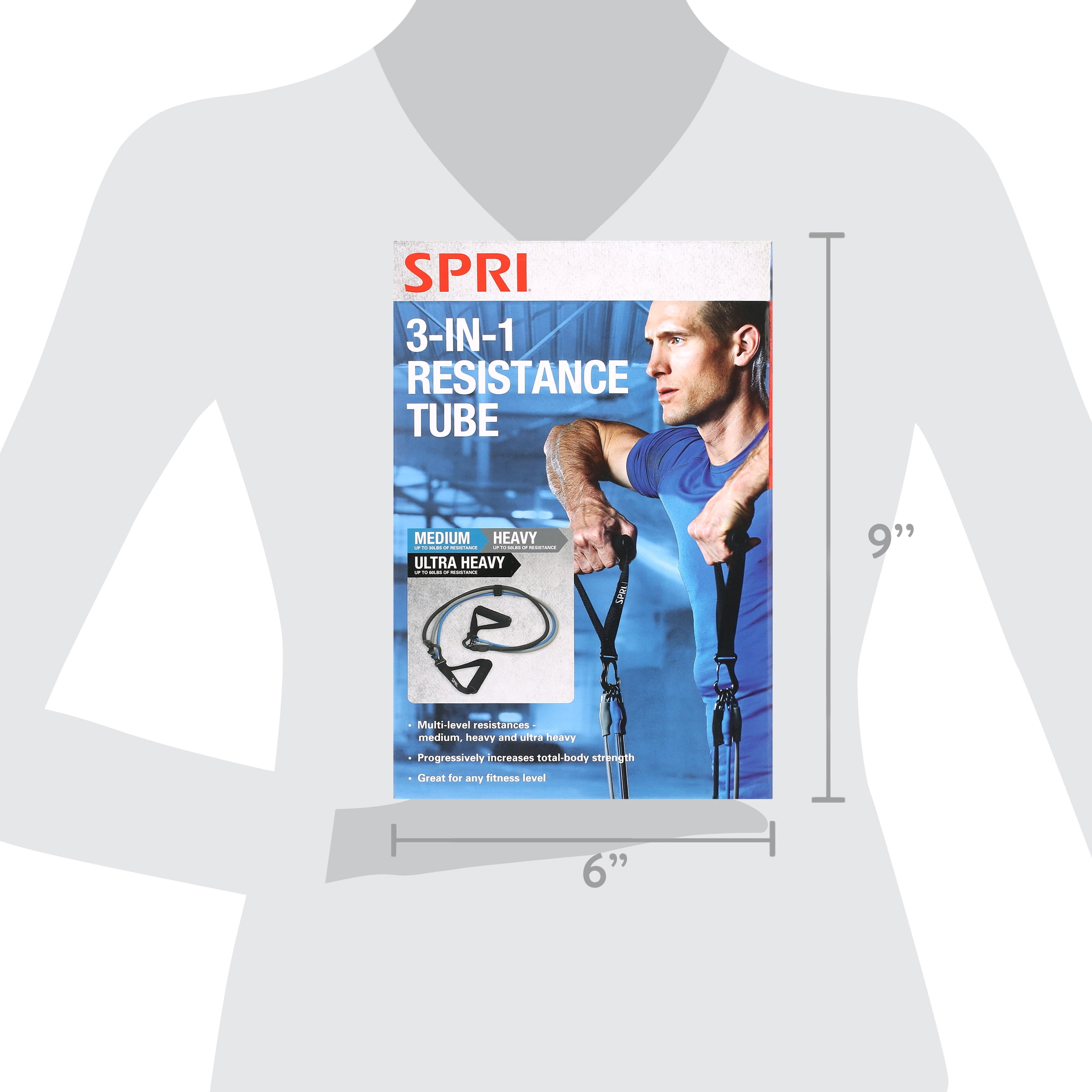 SPRI 3 in 1 Resistance Tube Workout Training Set Includes 3 Levels of Resistance Walmart
