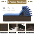 thumbnail image 4 of 3 PCS Patio Chaise Lounge Outdoor Lounge Chair Patio Reclining Chair with Coffee Table Cushion&Pillow 5 Angle Adjustment PE Rattan Chair for Courtyards Poolside Garden (Blue), 4 of 7