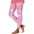 thumbnail image 6 of BiZtdJrK Dollar Deals Leggings for Women High Waisted Tummy Control Workout Yoga Pants Trendy Glitter Sequin Print Legging Milk Silk Soft Comfy Tights Pink S, 6 of 7