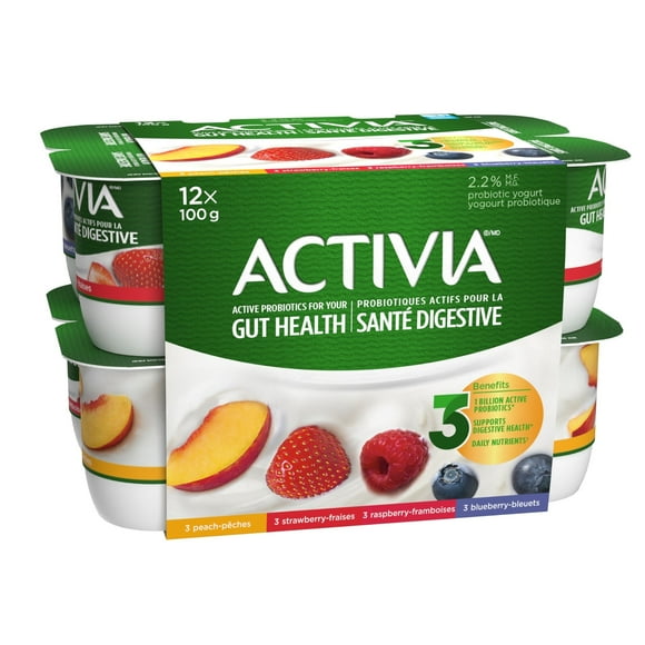 Activia Yogourt probiotique, 3x Fraise, 3x Bleuets, 3x Framboise, 3x Pêche 12 x 100 g