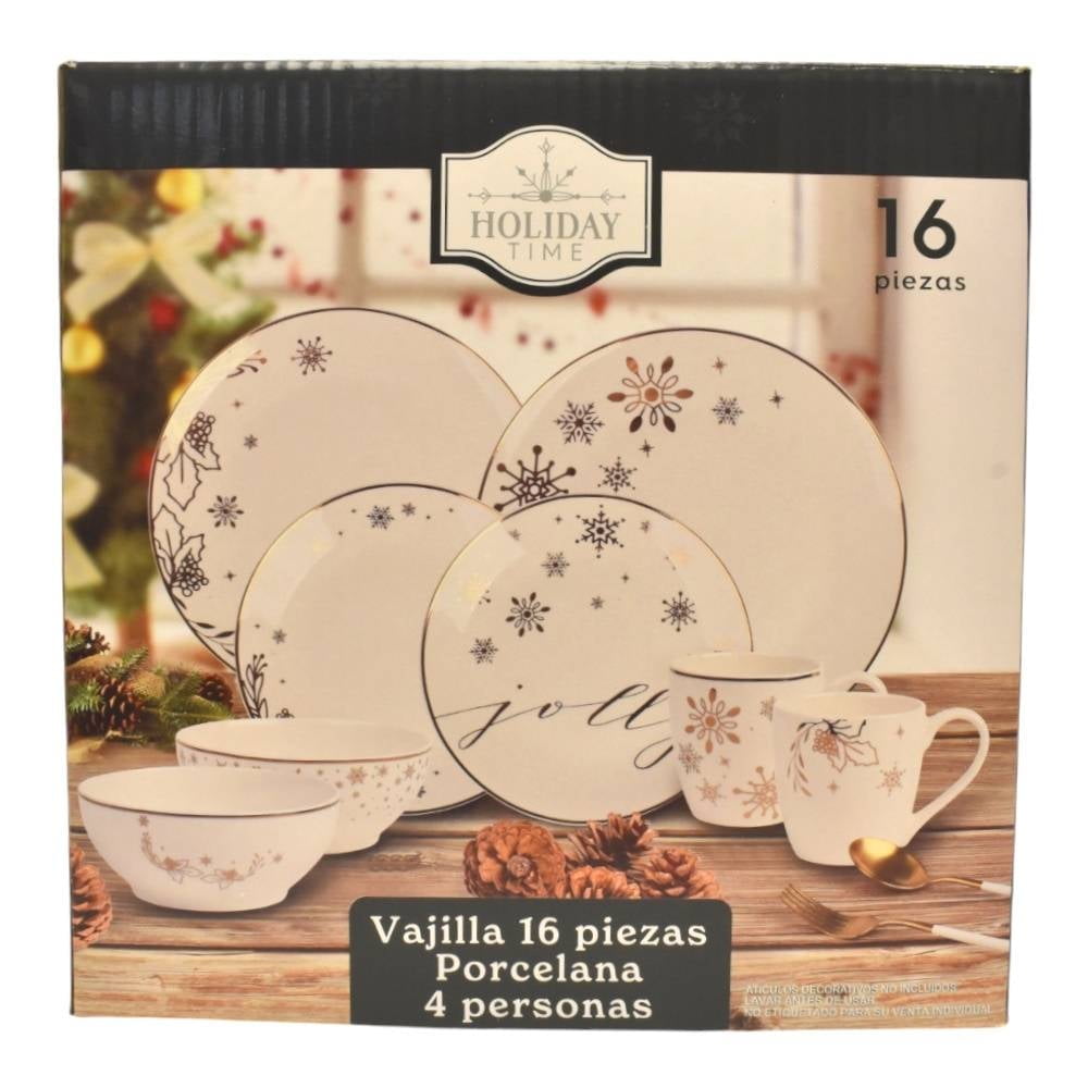 Vajilla Holiday Time 16 Piezas Blanco Walmart en línea