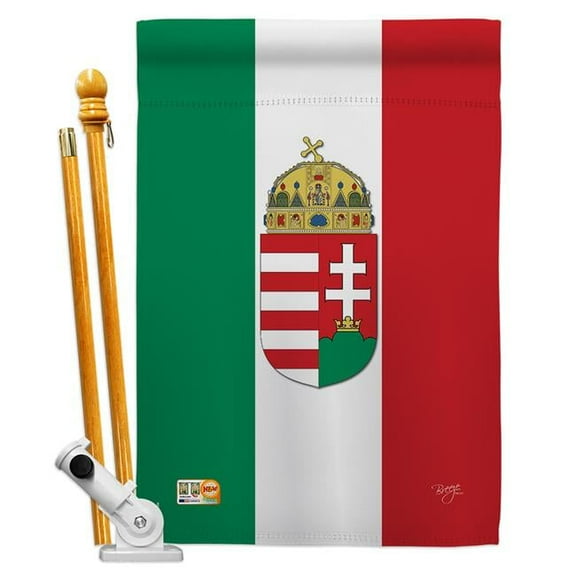 BD-CY-HS-108123-IP-BO-D-US13-BD 28 x 40 in. Hungary Flags of the World Nationality Impressions Decorative Vertical Double Sided House Flag Set with Pole Bracket & Hardware