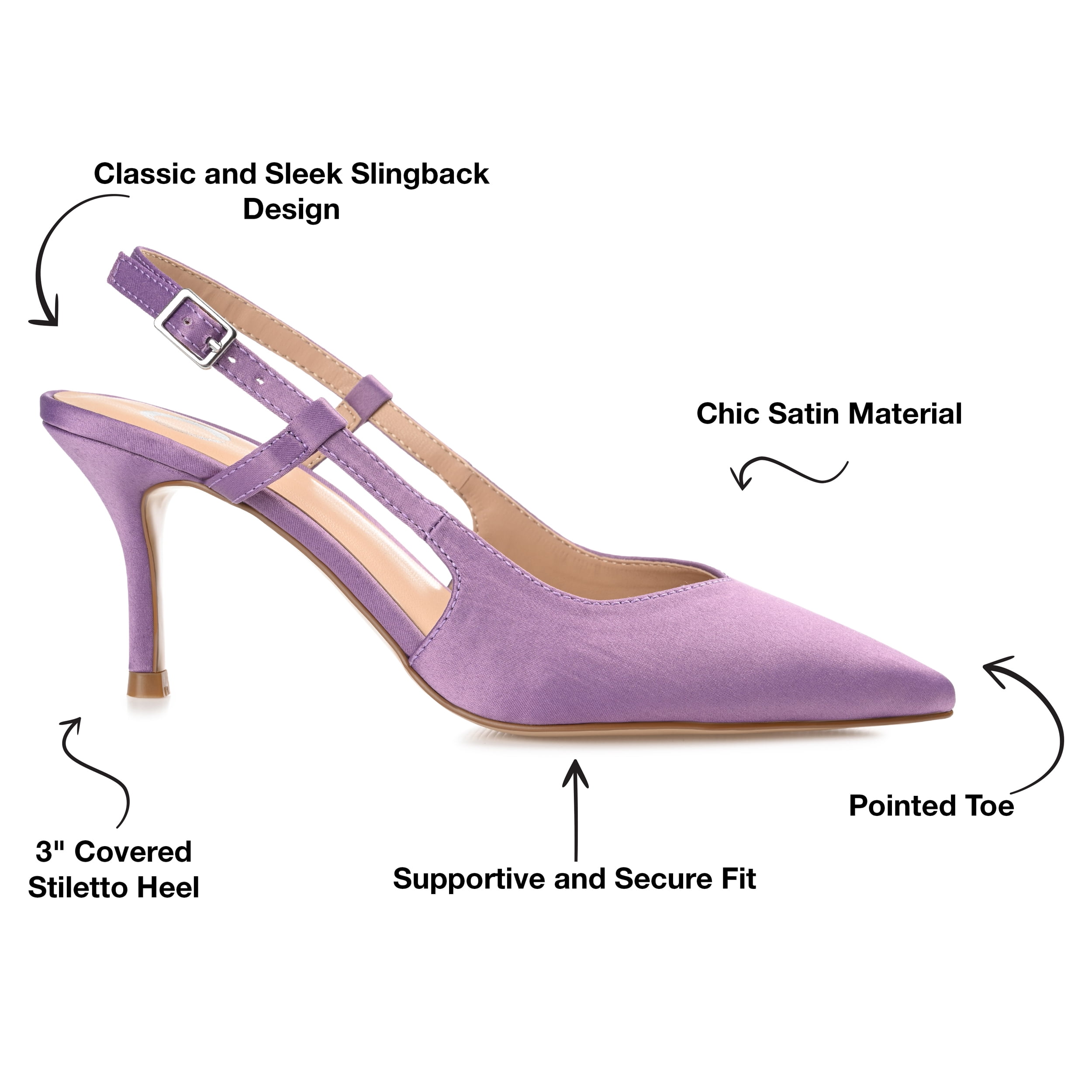 Journee Womens Knightly Sling Back Mid Stiletto Pointed Toe Pumps, Widths Available