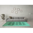 thumbnail image 3 of Ahgly Company Machine Washable Indoor Rectangle Oriental Turquoise Blue Traditional Area Rugs, 2' x 5', 3 of 4