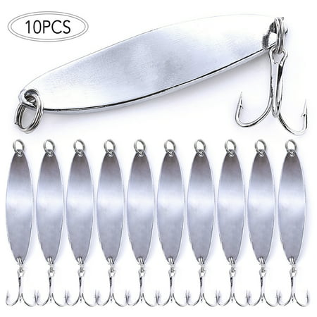 10pcs 5cm 7g Fishing Spoon Lures Fishing Artificial Hard Bait Spinner Bait with Treble Hook Trout Bass
