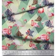 thumbnail image 3 of Soimoi Green polyester Crepe Fabric Flamingo Bird Print Fabric by the Yard 42 Inch Wide, 3 of 3