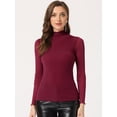 thumbnail image 3 of Camisa de manga larga brillante Gilitter de malla para mujer Top de fiesta delgados Rojo L, 3 of 5