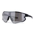 thumbnail image 2 of Mens Color Mirror Aerodynamic Block Shield Lens Plastic Sport Sunglasses Black Silver Mirror, 2 of 4