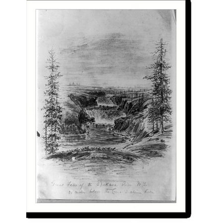 Historic Print, Great Falls of the Spokane River, W.T. 30 miles below the Cour D'Alene Lake., 18" x 24"