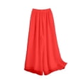 thumbnail image 4 of Womens Culottes Pants High Waist Solid Satin Chiffon Palazzo Pants Wide Leg Ankle Lightweight Soft Trousers, 4 of 4