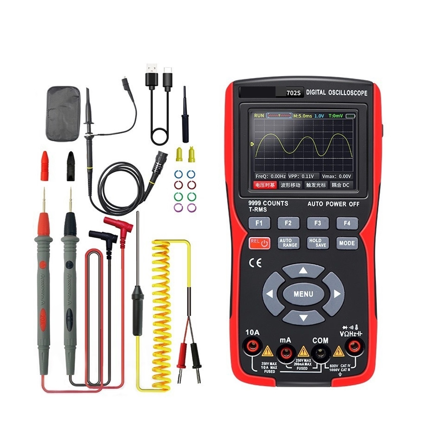 2In1 Digital Oscilloscope Multimeter Real-time Sampling Rate 48MSa/s True RMS Tester 2.8" Screen ,Professional Designed