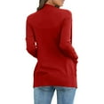 thumbnail image 4 of Women's Knit Cardigan Sweater Long Open Front Long Sleeve Sweater with Pockets Lightweight Fall Knitted Coats (Red 2XL), 4 of 6
