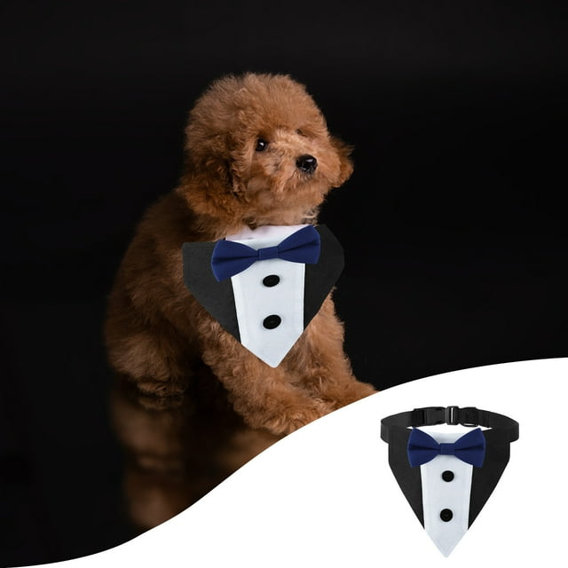 Fiudx Traje de Esmoquin para Perro, Cuello Bandana de Halloween con Pajarita, Cómodo Material de Poliéster, Fácil de Usar, Atuendo Formal para Ocasiones Especiales, Compromiso, Cumpleaños, Perros Med