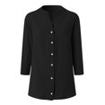 thumbnail image 6 of Godom Womens 3/4 Sleeve Button Down Shirts Cotton Linen Tops V Neck Casual Loose Fit Blouses, 6 of 7