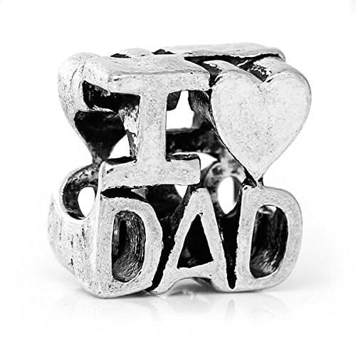 Fathers Day I Love Dad Charm European Bead Compatible for Most European Snake Chain Bracelet
