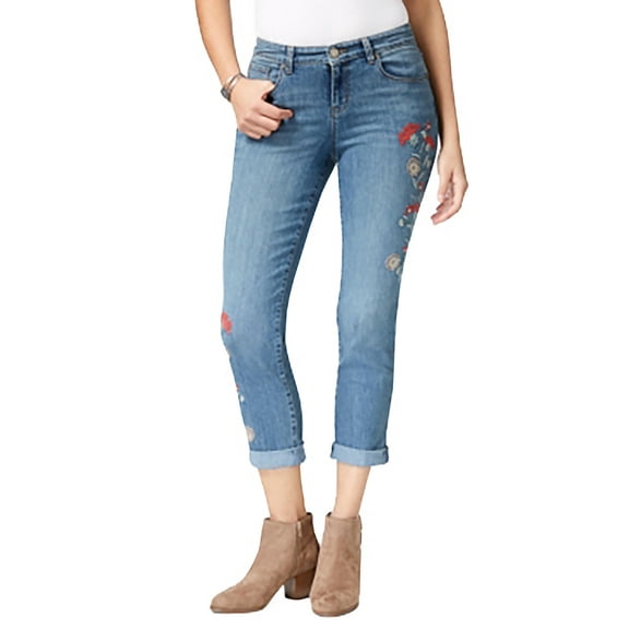 Style & Co Embroidered Curvy Boyfriend Jeans Camino 4