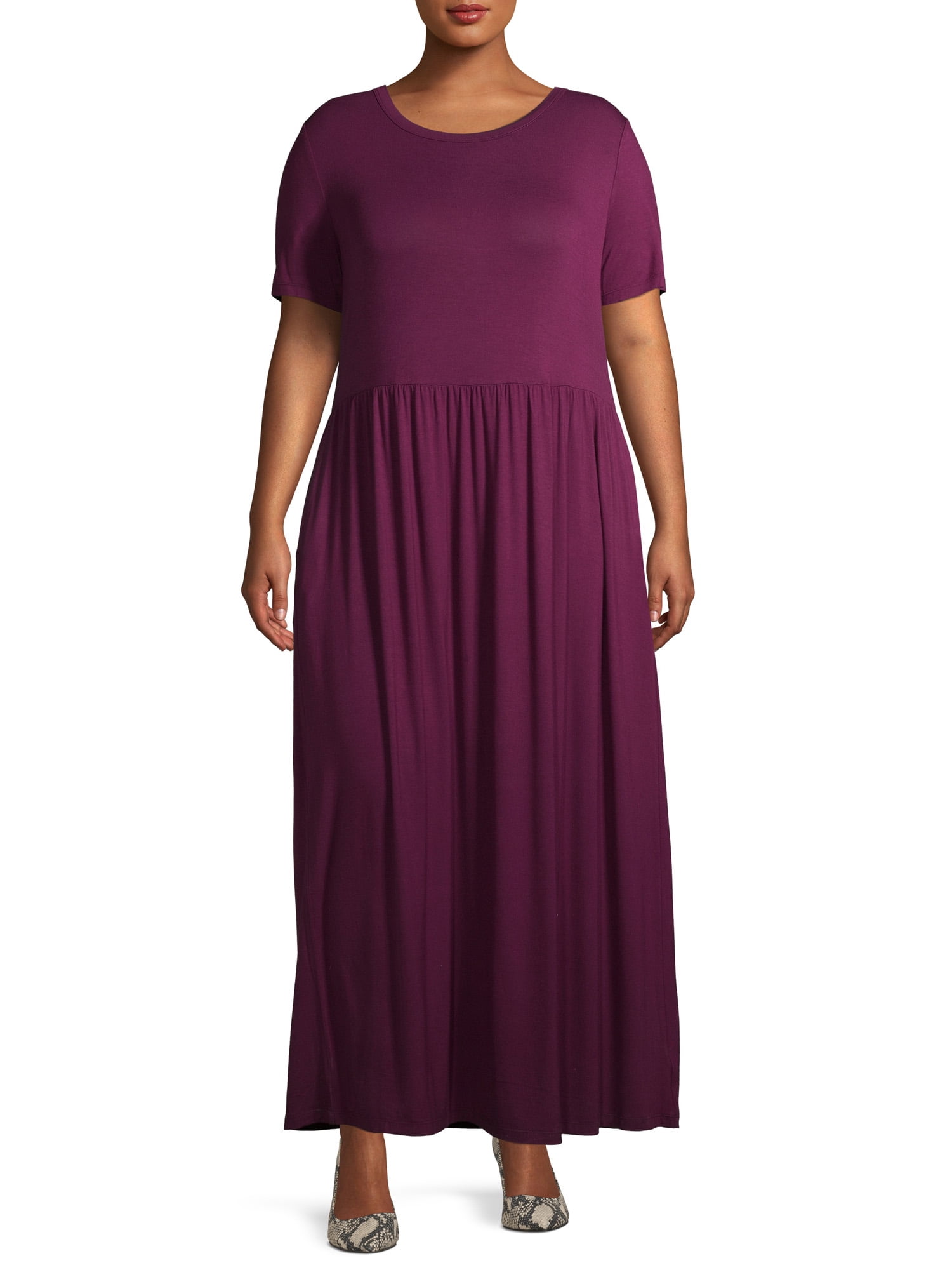 Terra & Sky Women's Plus Size Maxi Dress with Pockets - Walmart.com