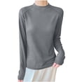 thumbnail image 3 of YOIAVAIOY Women's Mock Turtleneck Shirts, Long Sleeve Mock Neck Pullover Tops Slim Fitted Stretch Undershirt Tee Blouse Dark Gray XL, 3 of 6
