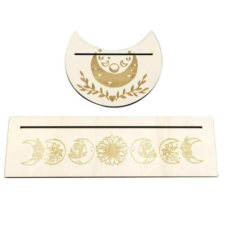 

Julam Wooden Tarot Card Holders Wood Handmade Display Stands - Moon Phase Holder for Witch Divination Tools - Majic Ceremonial Altar Decor