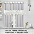 thumbnail image 3 of Linen Striped Tier Curtains with Solid Button Small Valance 54"x15" Rod Pocket Tailored One Panel Kitchen Curtain Cafe Curtain for Living Room, Bathroom, Kitchen Beige, 3 of 9