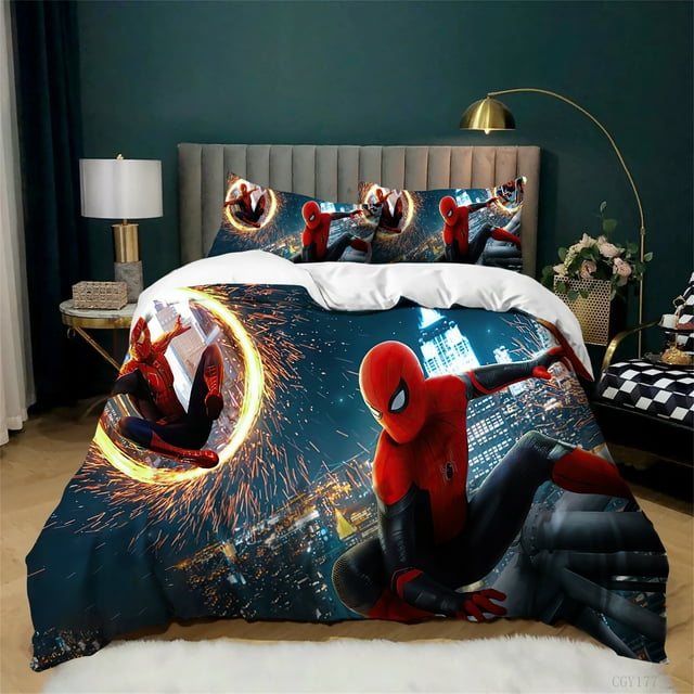 Ensemble de Housse de Couette 3 Pcs, Housse de Couette 3D Araignée Homme Cool, Taille Simple, Léger et Doux pour Toutes les Saisons