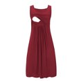 thumbnail image 3 of Efsteb Women's Sleeveless Nursing Dress Casual Rond Neck Maternity Dress Solid Color Sleeveless Tank Dress Comfy Breastfeeding Clothes（Wine,L）, 3 of 4