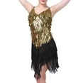 thumbnail image 2 of Faithtur Dames Robe Paillettes Irrégulière Multi-Couche Pompon Robe de Danse, 2 of 7