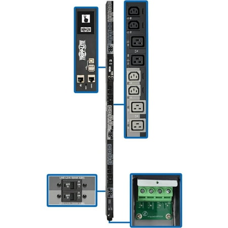 UPC: 0037332206886 | Tripp Lite PDU 28.8kW 220-240V 3PH Switched PDU LX Interface Gigabit 24 Outlets Hardwire 380-415V Input LCD 1.8 m Cord 0U 1.8 m Height TAA