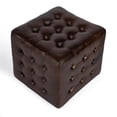 thumbnail image 2 of Leon Button Tufted Leather Ottoman, 2 of 3