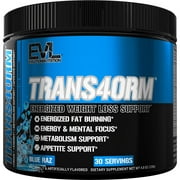 EVLution Nutrition Trans4orm Weight Loss Powder - Thermogenic Fat Burner Formula for Metabolism Support, Energy and Focus - 30 Servings, Blue Raz