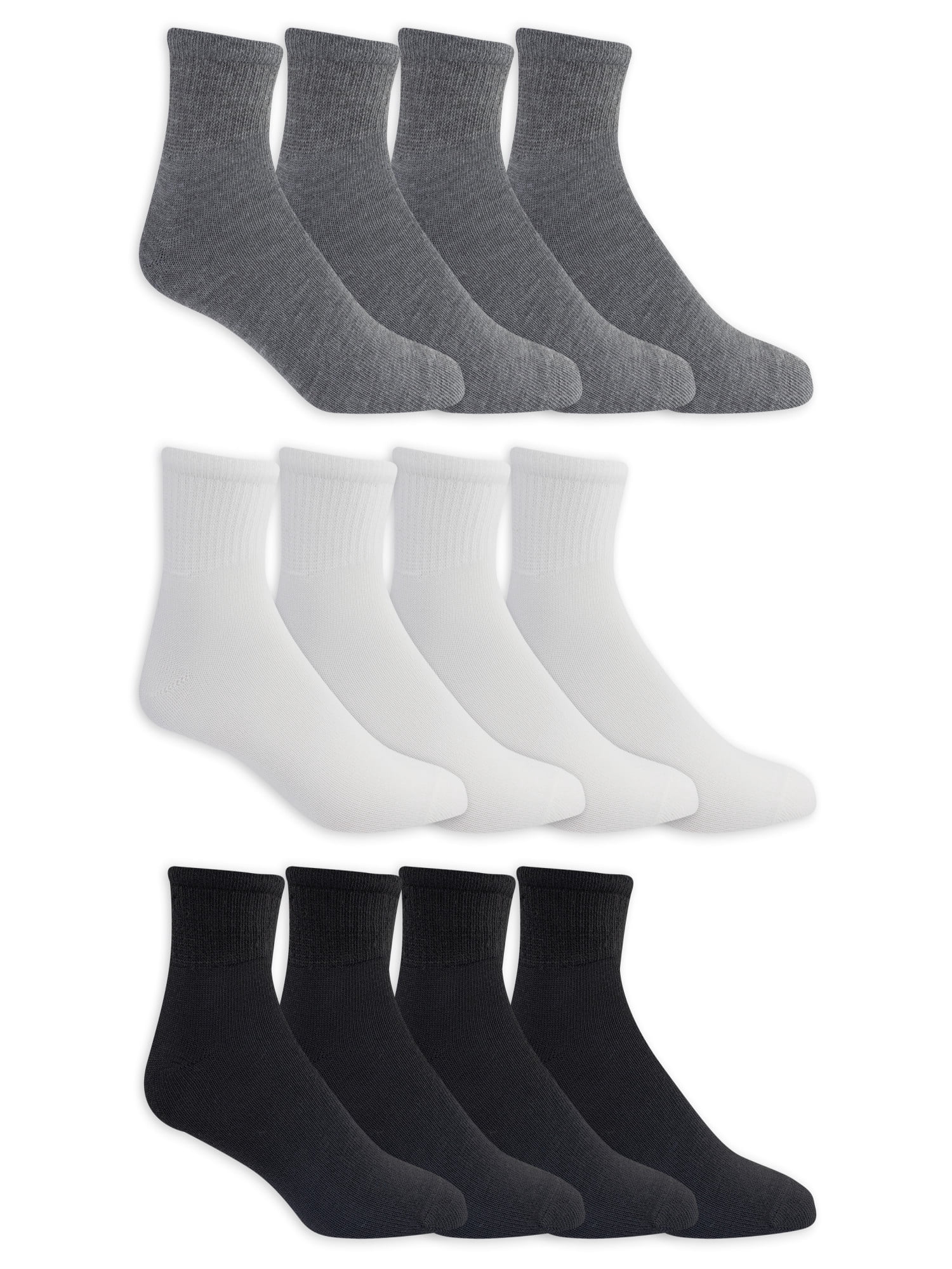 Athletic Works Men's Lightweight Ankle Socks, 12-Pack, Moisture-Wicking, Lightweight Fabric, Fits Shoe Sizes 12-15