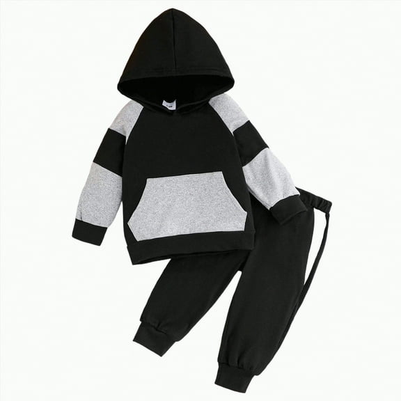 TAmten Newborn Outfit Boy Fall Winter Outfits Letter Crewneck Sweatshirt Casual Pants 2Pcs Clothes Set Newborn 2Pcs Set(Black,12-18 Months)