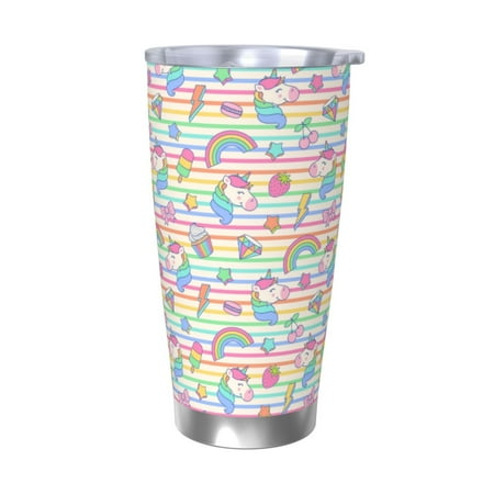

KLL Cute Unicorn Print 40oz Stainless Steel Insulated Car Cup with Spillproof Lid - Keep Your Drink Hot or Cold on the Go-Without Straw