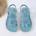 thumbnail image 5 of Domuza Women's Floral Thong Sandals, Elastic Ankle Strap Comfortable Non-Slip Flat Shoes for Summer Casual Wear Blue 7.5（EU-39）, 5 of 6