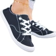 thumbnail image 5 of Women Lightweight Flat Walking Sneakers Classic Canvas Upper Lace Up Low Top Non Slip Daily Shoes, 5 of 9