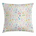 thumbnail image 1 of Doodle Throw Pillow Cushion Cover, Childlike Drawing of Children Sun Ethnic Tent Various Other Child Friendly Things, Decorative Square Accent Pillow Case, 20 X 20 Inches, Multicolor, by Ambesonne, 1 of 2