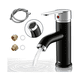 thumbnail image 2 of Grifo Mezclador De Encimera Para Baño De Acero Inoxidable Belug, Negro con Plata, 2 of 5