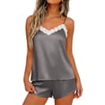 thumbnail image 3 of QSXADF Women's Pajama Set Tops And Shorts Set Lace Tank Top Pajama Set Shorts Bridal Style Casual Women Summer Pajamas Soft Loungewear, 3 of 6