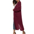 thumbnail image 4 of ShomPort Women's Knit Long Cardigan Front Open Long Sleeve Split Sweater Coat with Pockets, 4 of 6