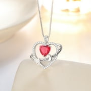 Fasjewly I Love You to The Moon and Back Necklace,S925 Sterling Silver Heart Birthstone Necklace, Moon and Star Pendant Necklace Christmas Birthday Anniversary Jewelry Gifts for Women / Wife /Mom