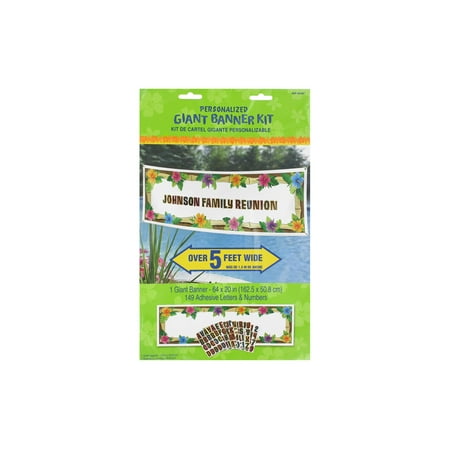 Amscan Multi-color Collection Summer Luau Giant Personalized Party Banner, 20" x 20"