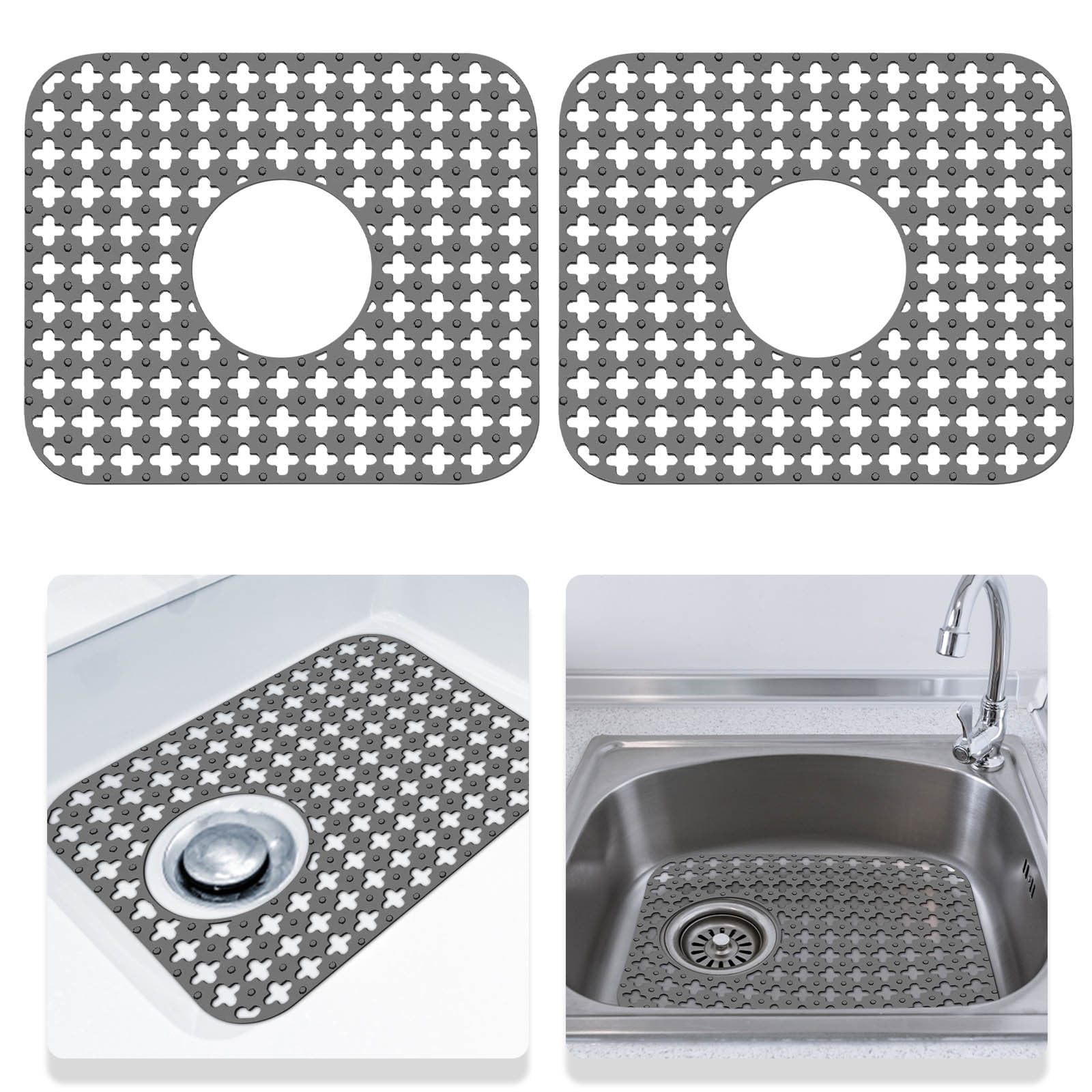Sink Protectors For Kitchen Sink, Sink Mats For Bottom Of Kitchen Sink,  Non-slip Silicone Dish Drying Mat For Stainless Steel Sink From Stains,  Damage, Scratches, Gray - Temu