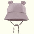 thumbnail image 2 of Zwiiyzr 3-12 Months Infant Baby Boys Girls Summer Sun Protection Fashion Solid Color Outdoor Sun-Hat Cute Bear Ears Sunscreen Hat Cap Purple, 2 of 4